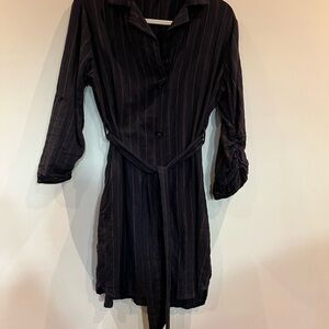 All in Favor Black Striped Long Sleeve Dress